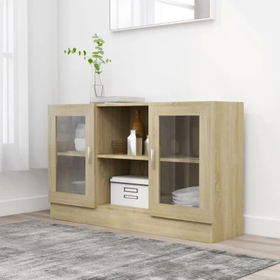 Afbeelding van Vitrinekast 120x30,5x70 cm spaanplaat sonoma eikenkleurig