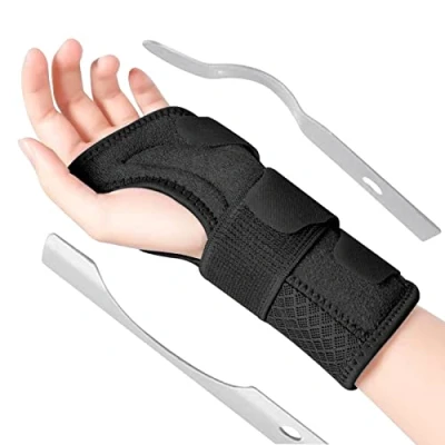 Afbeelding van MILAIUN Polssteun met verstelbare metalen spalkstabilisator dag en nacht voor mannen vrouwen tendinitis artritis (L/XL, linkerhand)