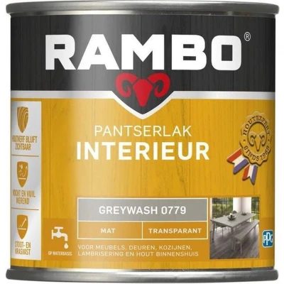 Afbeelding van Rambo Interieur Lak Transparant Mat Antraciet Greywash 0779 0,75 liter