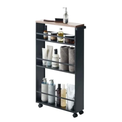Image de Yamazaki Desserte de cuisine en métal et bois Tower noir