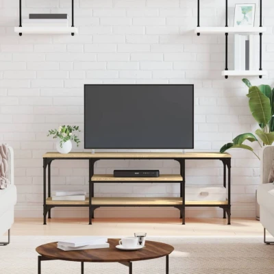 Afbeelding van Tv meubel 121x35x45 cm bewerkt hout en ijzer sonoma eikenkleur