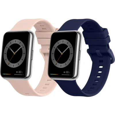 Afbeelding van kwmobile 2x armband geschikt voor Huawei Watch Fit 2 Bandjes fitnesstracker in donkerblauw / oudroze