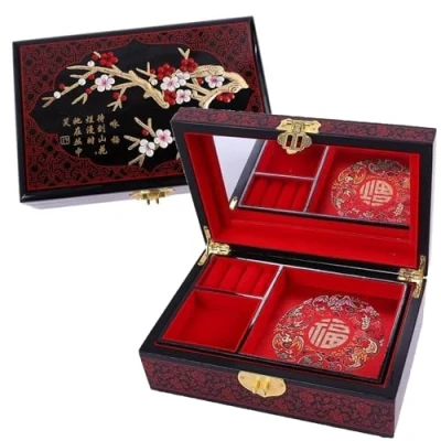 Afbeelding van Kersenbloesem Sieradendoos Opbergdoos voor sieraden &amp; Geheimen van gelakt hout Aziatische decoratie Geschenkdoos vrouwen Decoratieve artikelen Cadeau idee Japan Azië