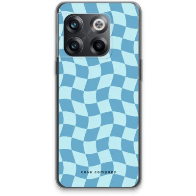 Afbeelding van Case Company® hoesje geschikt voor OnePlus 10T Grid Blauw Soft Cover Telefoonhoesje Bescherming aan alle Kanten en Schermrand