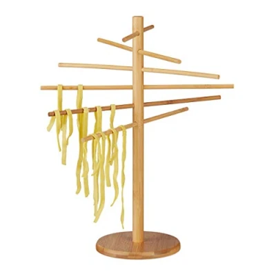 Afbeelding van Relaxdays pasta droogrek van bamboe pastadroogrek hout drogen 12 armen