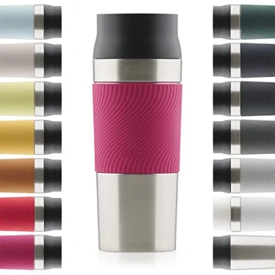 Afbeelding van Blumtal Thermosbeker Classic Lekvrij, BPA Vrij en Vaatwasserbestendig Hoge Kwaliteit Thermosfles met Quick Press Sluiting Travel Mug 350 ml Berry Roze