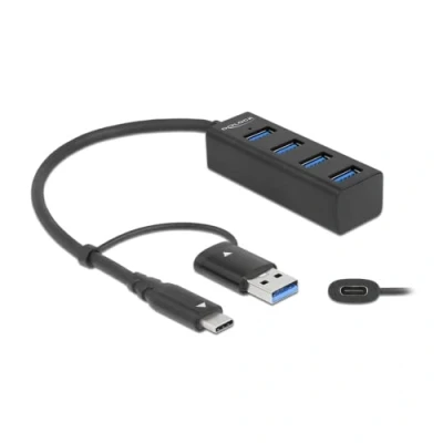 Afbeelding van USB C Hub Delock 4 Port 3.2 Gen 1 mit Type oder Typ A Anschluss