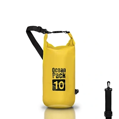 Afbeelding van Waterdichte rugzak, 5/10/20 l, Dry Bag Zee, tas, verstelbare schouderriem, voor boot, vissen, rafting, strand, watersport, beschermt telefoon/zilver/kaart/sleutel, Geel., tas