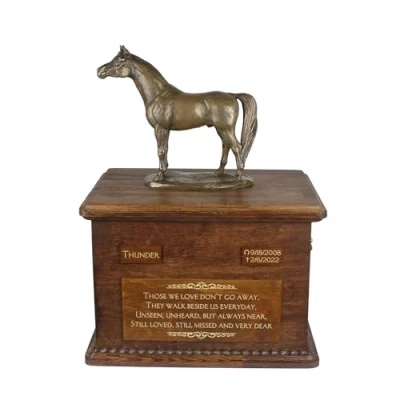 Afbeelding van Persoonlijke urn voor paardenas met beeldje van Australisch Stock Horse