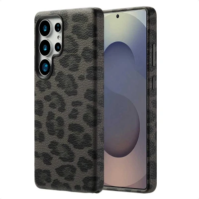 Afbeelding van Selencia Hoesje geschikt voor Samsung Galaxy S25 Ultra Sabi Backcover panterprint MagSafe Midnight Black