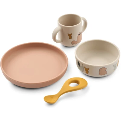 Afbeelding van Liewood Vivi Siliconen Servies Set met Print Cats and Dogs Sandy