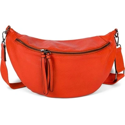 Afbeelding van styleBREAKER 02012386 Halve maan schoudertas voor dames met verstelbare en afneembare diagonale riem, effen, oranje, één maat, Oranje