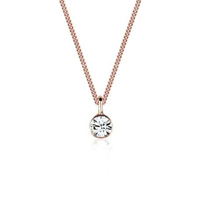 Afbeelding van Elli Halsketting Solitaire Kristal 925 Zilver rosegoud verguld