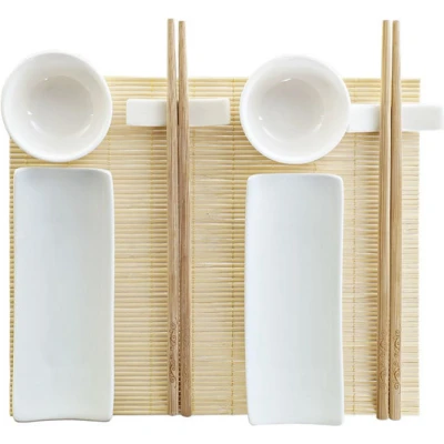 Afbeelding van Sushi set DKD Home Decor 28,5 x 19,5 3,3 cm Natuurlijk Wit Keramiek Orientaals (9 Onderdelen) (...