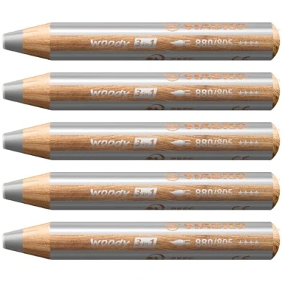 Afbeelding van Kleurpotloden STABILO 880 woody 3 in 1 multitalent zilver