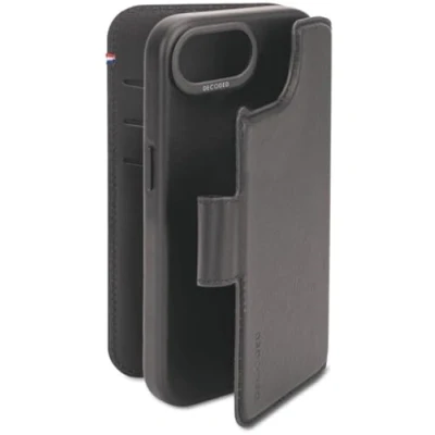 Afbeelding van DECODED Leren Detachable Wallet Case Geschikt voor iPhone 16e 2 in 1 Magnetisch Afneembaar Hoesje met Pasjeshouder Premium ECCO Leer MagSafe Zwart