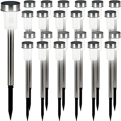 Afbeelding van Led zonnelamp, tuinlamp, roestvrij staal, 16 stuks