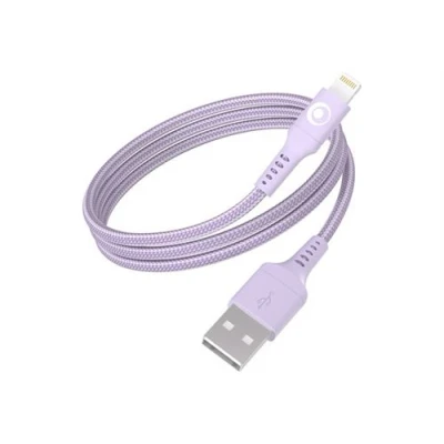 Afbeelding van BIGBEN Connected Lightning kabel USB male naar 1.2 m paars 100% hergebruikt plastic
