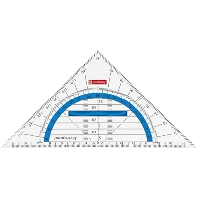 Afbeelding van Brunnen 104975933 Colour Code Geometrische driehoek voor school en kantoor, 16 cm, onbreekbaar, ergonomische handgreep, blauw/azuurblauw