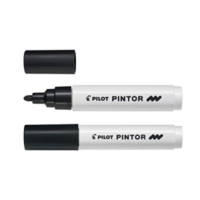 Afbeelding van Pilot Pintor Zwarte Verfstift Medium marker met 1,4mm schrijfbreedte Inkt op waterbasis Dekt elk oppervlak, zelfs de donkerste Teken, kleur, versier, markeer, schrijf, kalligrafeer…
