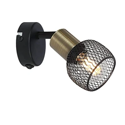 Afbeelding van Wandlamp Fiastra, zwart/oudmessing