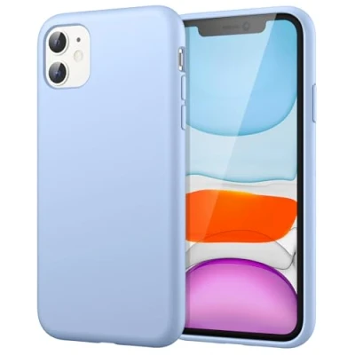 Afbeelding van JETech Beschermhoes van siliconen voor de iPhone 11 (2019) 6,1 inch (15,4 cm), rondom bescherming, zijdezacht, binnenvoering microvezelstof, stootvast, lichtblauw