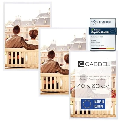 Afbeelding van CABBEL Lot de trois (3 pcs.) cadres photo 40x60 cm MDF cadre en bois Blanc avec verre plexi incassable/Moderne