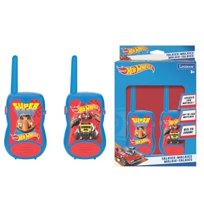 Afbeelding van Lexibook, Hot Wheels, TW12HW Walkietalkie, 200 m, communicatiespel voor kinderen, 2 communicatiekanalen, riemclip, werkt op batterijen, rood/blauw