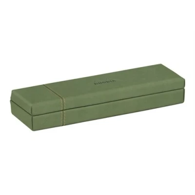 Image de RHODIA Rhodiarama Home Office Trousse 21 x 5.5 3 cm Italian leatherette vert gris, couture de selle orange