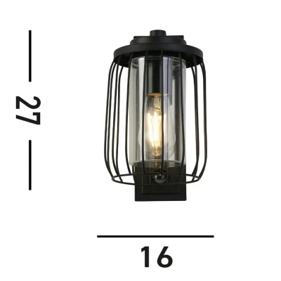 Afbeelding van Riet buitenwandlamp, IP44, zwart, metaal