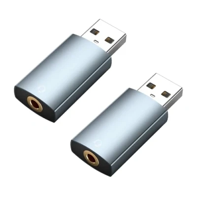 Afbeelding van MMOBIEL audio adapter USB naar 3,5 mm jack [2 stuks] externe geluidskaart aansluiting hoofdtelefoon en microfoon voor Windows, Mac, PS5, PS4, laptop