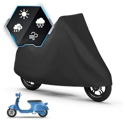 Afbeelding van WALSER All Weather Basic S Motorhoes, 100% waterdicht, voor Vespa, bescherming het hele jaar, zwart, 185 x 90 110 cm