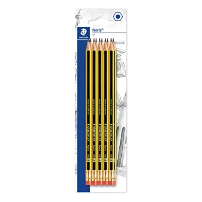 Afbeelding van Staedtler Noris 122 2BK10D HB potloden met gum op blisterkaart, 10 stuks