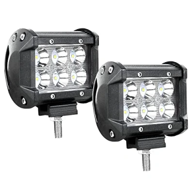 Afbeelding van Willpower set van 2 led werklampen, 10 cm, 18 W, schijnwerper, 12 V, 24 IP67 waterdicht, mistlamp, voor 4x4, auto, vrachtwagen, tractor, SUV, boot, quad, voertuig