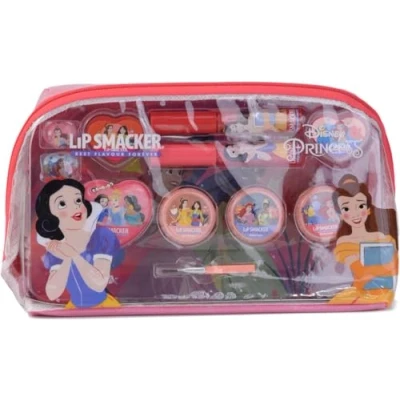 Afbeelding van Lip Smacker Disney Princess Essentiële make uptas, kleurrijke upset voor kinderen, inclusief lipgloss, glinsterende crèmes, up applicatoren en accessoires