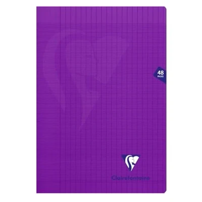 Afbeelding van Clairefontaine 373101C Notitieboek Mimesys paars, A4, 21 x 29,7 cm, 48 pagina&#039;s, grote ruiten, papier, wit, 90 g, omslag van polypropyleen