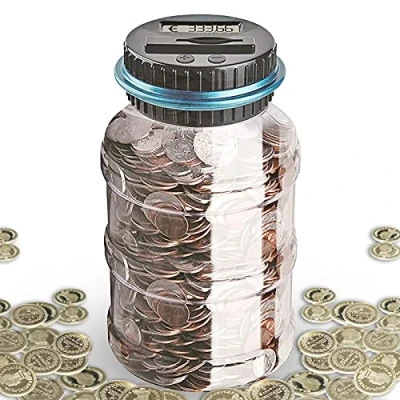 Afbeelding van Automatische Muntenteller, Digitale Spaarpot EUR Teller, 1.8l Grote Capaciteit voor Munten, Economische Kinderen En Volwassenen