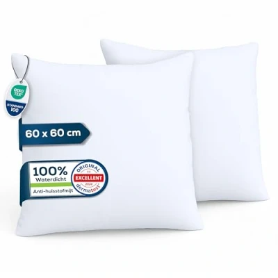 Afbeelding van Sensalou Anti allergisch Waterdicht Beschermende Kussenhoes met Rits Set van 2 stuks Ademend en vochtregulerend Huisstofmijt 60x60cm
