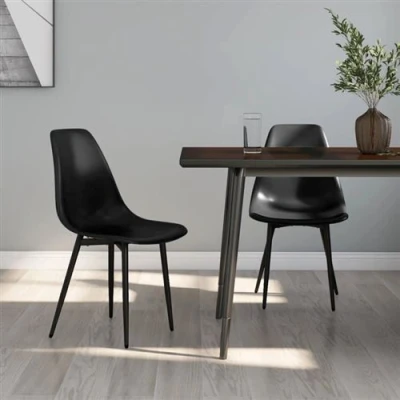 Afbeelding van Eetkamerstoelen 2 st PP zwart