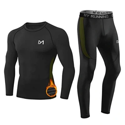Afbeelding van MEETYOO Thermo ondergoed voor heren, sport basislaag shirt met lange mouwen + broek, Quick Dry Sou kleding training, skiën, hardlopen, wandelen (grijs, XXL)