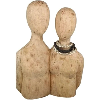 Afbeelding van Decoratie beeld Sculptuur &quot;Paar&quot; Mangohout H 37 cm