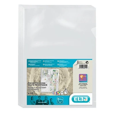 Image de Elba sachet de 10 pochettes coins a4 en pvc 15 100 transparent 100206721