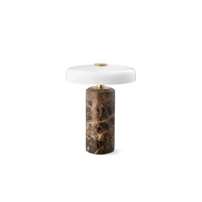 Afbeelding van Trip LED oplaadbare tafellamp, bruin / wit, marmer, glas, IP44