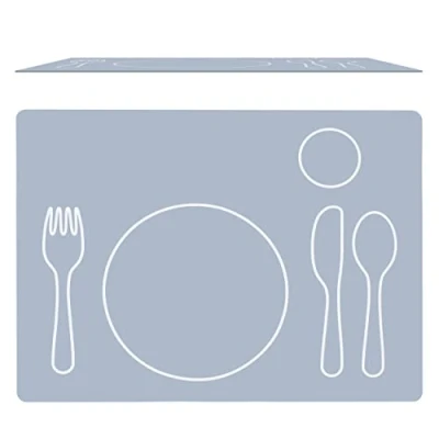 Afbeelding van Montessori Siliconen placemat voor kinderen, wasbaar (grijs, 40 x 30 cm)