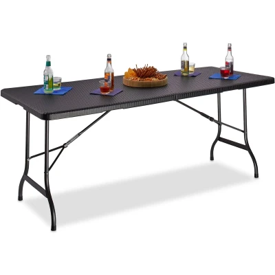 Afbeelding van Relaxdays tuintafel inklapbaar eettafel campingtafel picknicktafel biertafel zwart