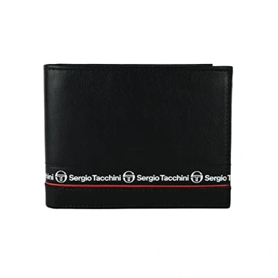 Afbeelding van Sergio Tacchini Zwarte echt lederen herenportemonnee met kaarthouder en geschenkdoos, Zwart 019, klassiek