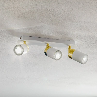 Afbeelding van Plafondspot Joker, wit/goud, 3 lamps