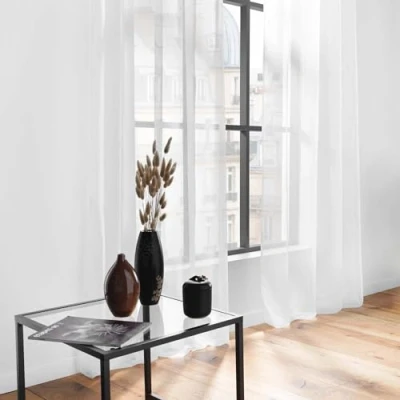 Afbeelding van Livetti Vitrage met oggje Kant en Klaar Gordijn 140x240cm Wit