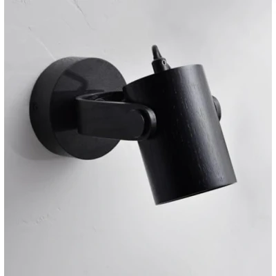 Afbeelding van ouglres Moderne zwarte houten wandlamp voor slaapkamer, bed, vintage draaibare wandspot, woonkamer, hal, badkamer, GU10, kleine lamp