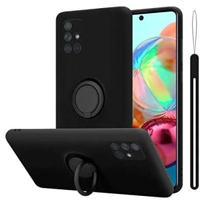 Afbeelding van Cadorabo Hoesje geschikt voor Samsung Galaxy A51 4G / M40s in LIQUID ZWART Beschermhoes van flexibel TPU silicone Case Cover met ring